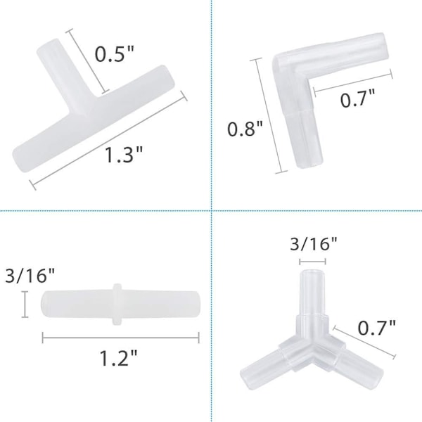 Akvarium Airline Slangekoblinger Plast Inline Ventil, 40-Stykke