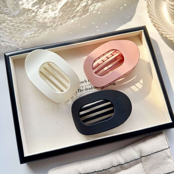 Frostet Oval Flat Klemme Enkel Matt Stor Buet Hårklemme Andnebbklemme
