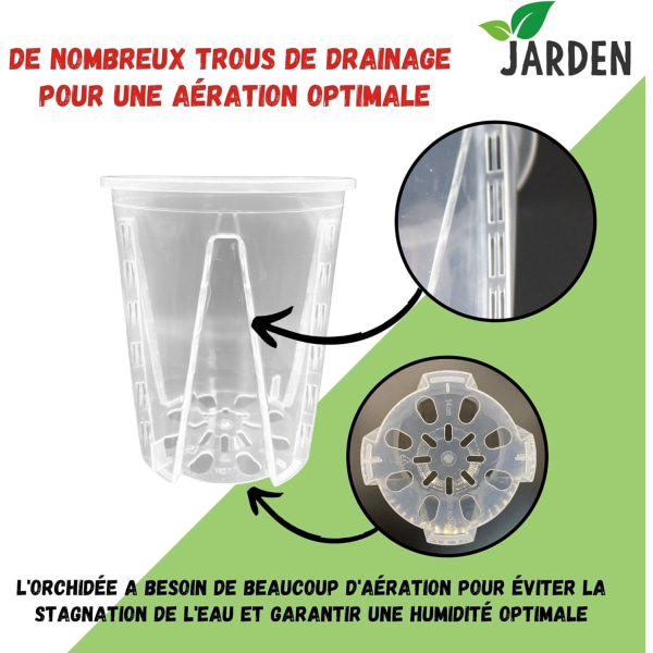 Set med 3 orkidékrukor i transparent hårdplast, diameter 16 cm