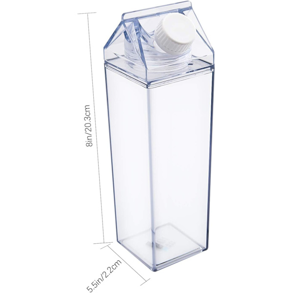 Fyrkantig mjölkflaska (transparent / 500 ml) Genomskinlig läcksäker plast