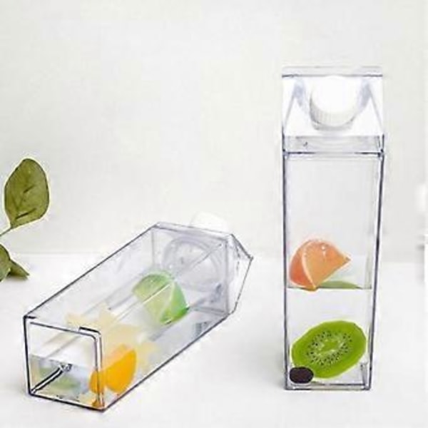 500ML Transparent Mjölkkartong Stil Vattenflaska Kök Kreativ Rolig Juiceflaska