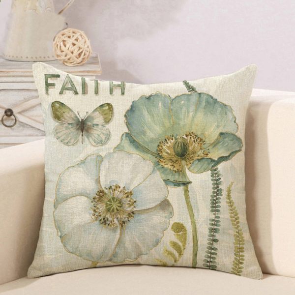 Set med 4 dekorativa blommiga kuddfodral 45 x 45 cm örngott C