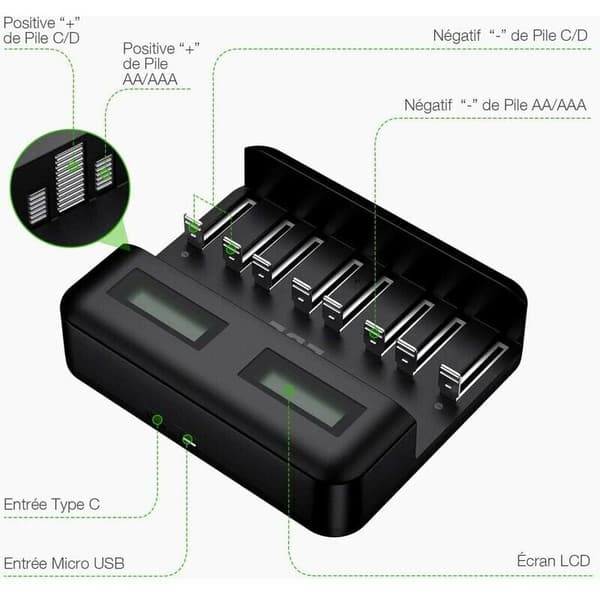LCD Universal Batterioplader, Universal Oplader til AA/LR6, AAA/