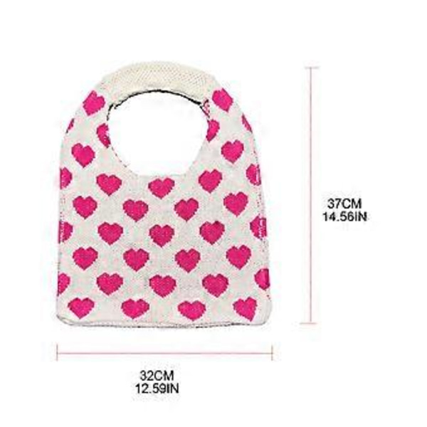 Stor Strikket Tote Taske Bog Opbevaring Taske Æstetisk Boho Håndtasker Kvinder Skuldertaske Casual Søde Shopping Tasker Lilla Purple