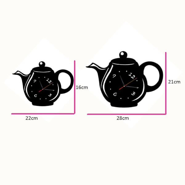 Vægure Kreativ DIY Akryl Kaffe Kop Tekande 3D Dekorativ