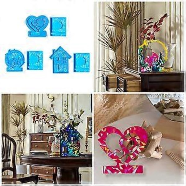 Hjerte Lysestake Silikonform Holografisk Lysbaseform Husformet Lysholderform DIY Ornamenter Hjemmedekorasjoner Style 2