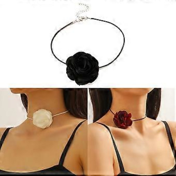 Tyylikäs poltetun reunan kukka choker kaulakoru naisille romanttinen kukka choker solisluu juhla banketti kaulakoru korulahja Claret Claret