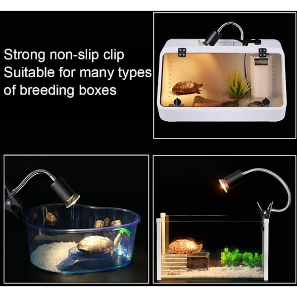 Krybdyrlampe Opvarmet Skildpaddelampe med 360° Rotation Lang Base til