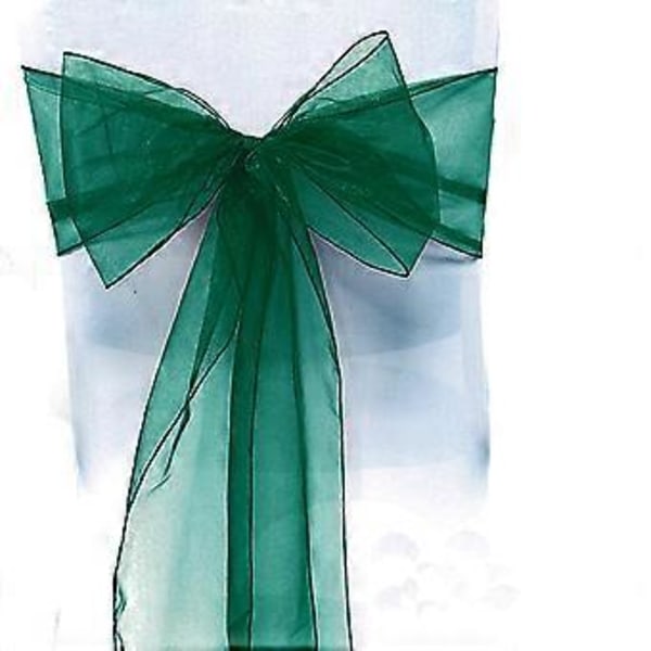 Organza Stoltrekk Bred Tyll Sløyfe Bånd Sløyfe Bryllupsfest Dark Green 10 Pcs