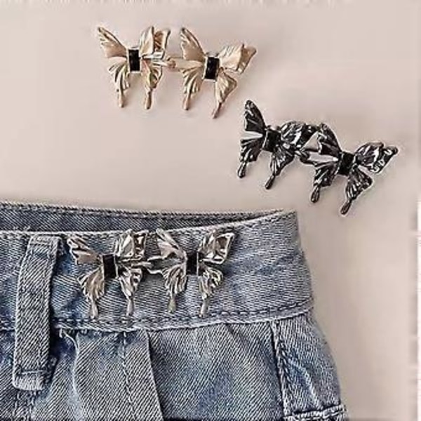 Sommerfuglformet strammer for bukser i livet, justerbart spennesett for livet, bukseknapp for jeans for å gjøre dem strammere - Sub Golden Sub Golden
