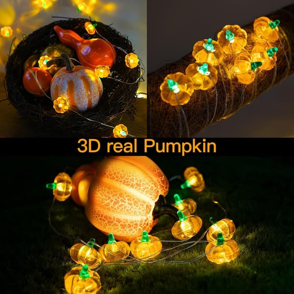 3D Gresskar Lyslenke, Batteridrevne Halloween Gresskar Lys, Utendørs Hagedekor, 2 Meter med 20 Lys 2 meters