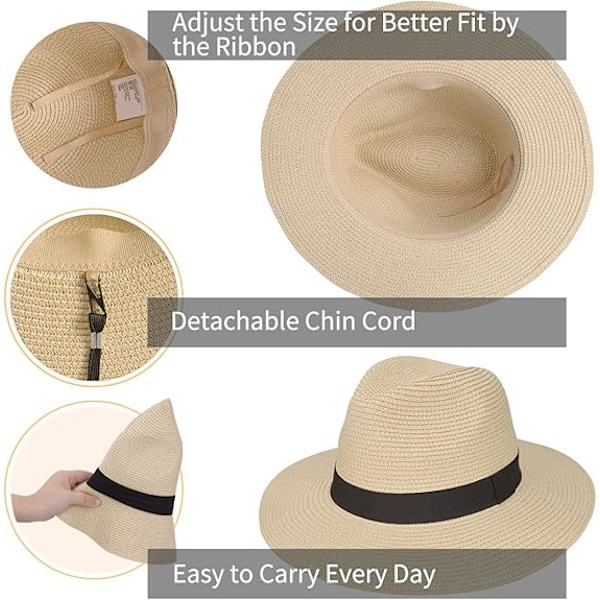 Dam & Herr Straw Panama Solhatt Lätt Andningsbar Panamahatt