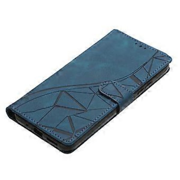 For Honor 400 Lite Etui Wallet Stand Præget Trekantmønster Læder Telefon Flip Cover Blue