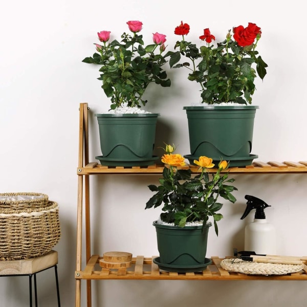 5 stycken plastblomkrukor, 16 cm tjocka blomkrukor med rotkontroll