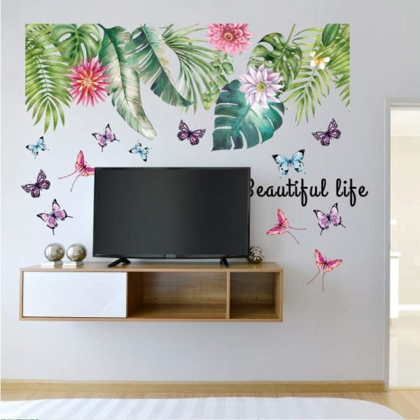 Stora Nordic Wall Stickers Tropical Green Leaves Vinyl Väggdekal