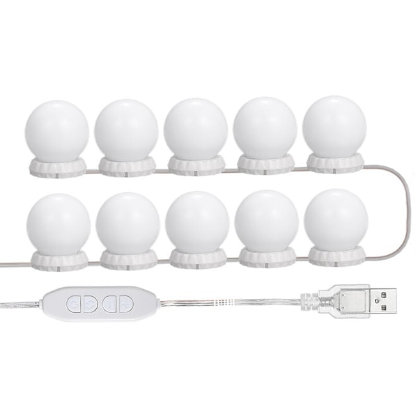 LED Spegelbelysningskit för Sminkbord, Med 10 Justerbara Glödlampor