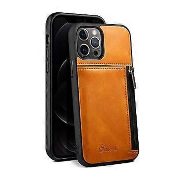 Lompakkokotelo iPhone 13:lle, ohut PU-nahkainen suojakuori korttipidikkeellä brown iPhone13
