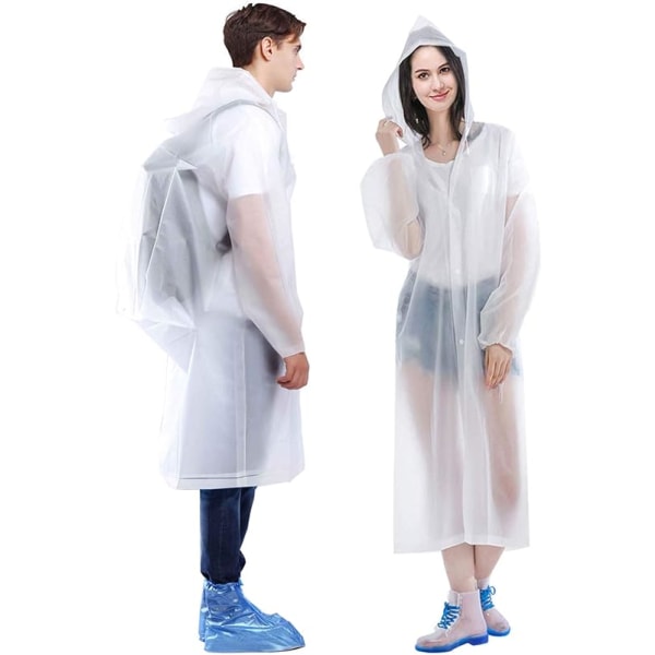 Regnfrakke, 2-pak bærbare EVA-regnfrakker Genanvendelig regnponcho wi