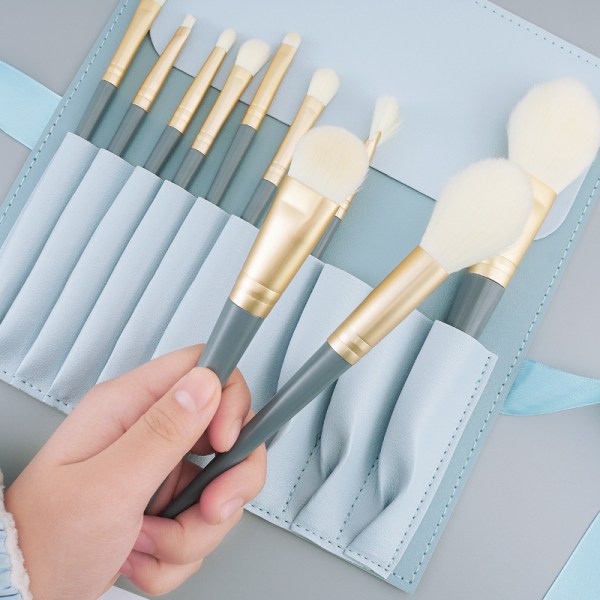 Bärbar mjuk päls sminkborste, Morandi färgad sminkborste set, b