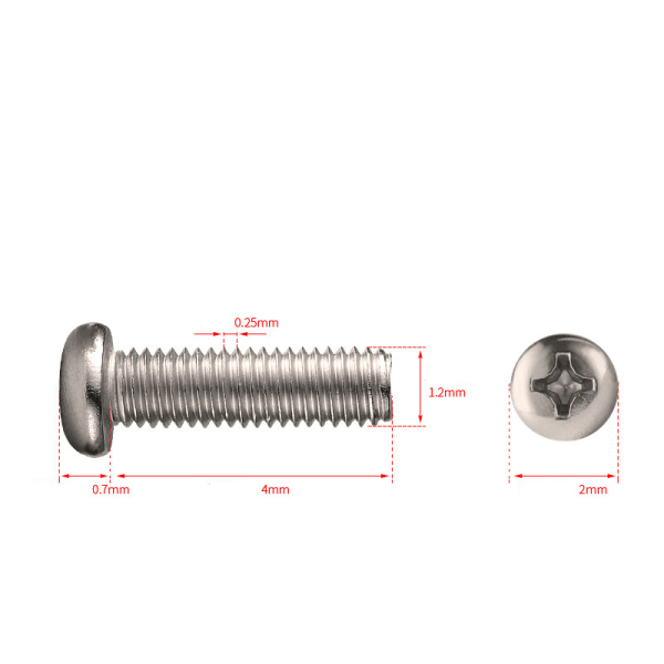 200 stk., Lille Phillips Pan Head Skrue, M3x16mm