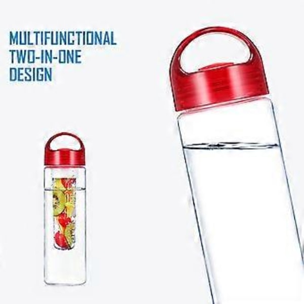 800 ml Plast Fruktinfusionsflaska Juice Infuser Infuserande Vattenflaskor Utomhussporter (Röd)