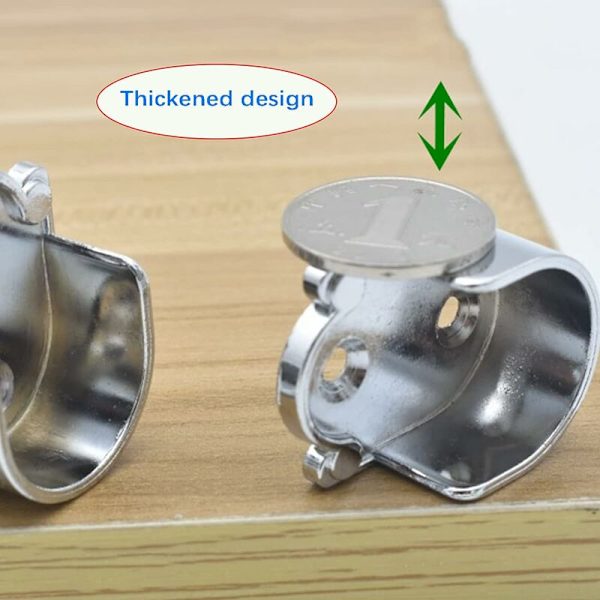 Klemme stangbrakett 6 stykker rundrørbrakett oval klesskap U-formet klesstangsbrakett for 25 mm diameter runde rør, sinklegering