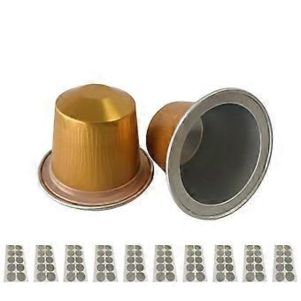 100 st Tomma Kaffekapslar av Aluminiumfolie Med Lock Kaffetillbehör Engångs Kaffepods Återfyllningsbara Kaffekapslar Guld Gold