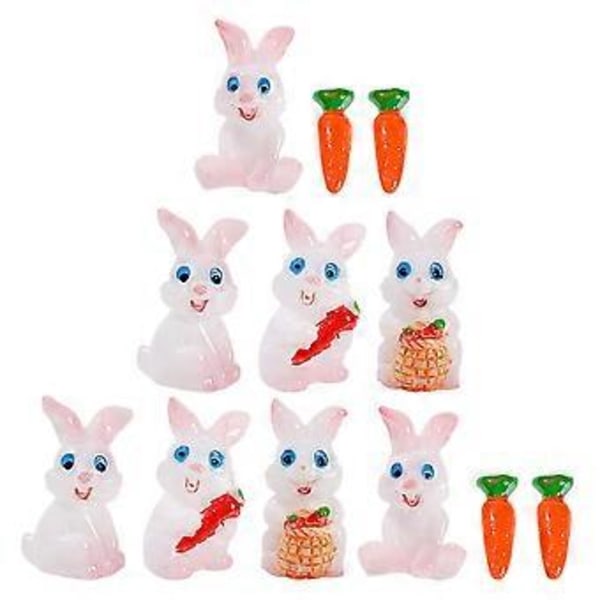 1 Set Små Kaninfigurer DIY Trädgård Kanin Prydnad DIY Mikro Landskap Prydnad