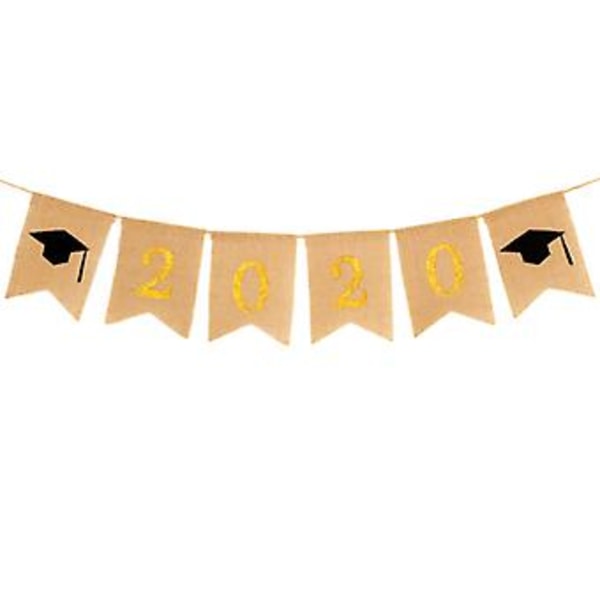2 Sett Graduering Doktorhatt Trykk Vimpel Dekor Lin Swallowtail Banner Gull 2020 Tall Garland Flagg Skolefest Forsyningssett