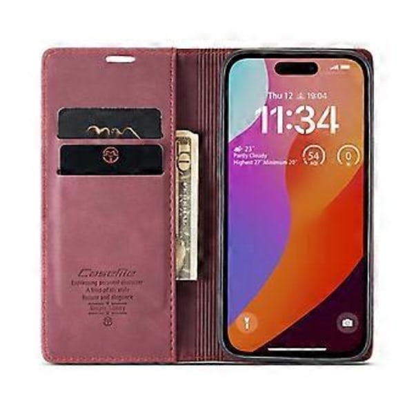 CASEME 013 Serie Til iPhone 16 Pro Max Etui Kortholder Stativ Læder Telefon Cover Style A