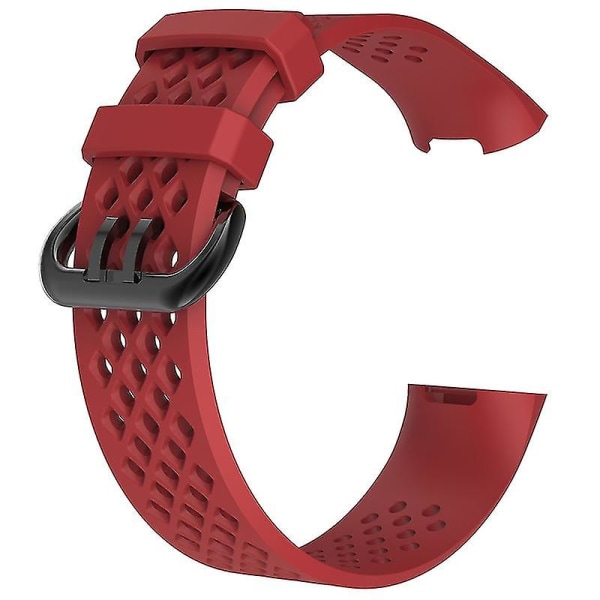 Yhteensopiva pehmeä silikoninen hengittävä ranneke Fitbit Charge 3 Jikaix.L.Punainen