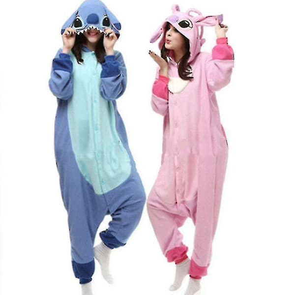 Stitch Pyjamas Animations Tegnefilms Pyjamassæt Jumpsuit.XL.Blå Blue XL