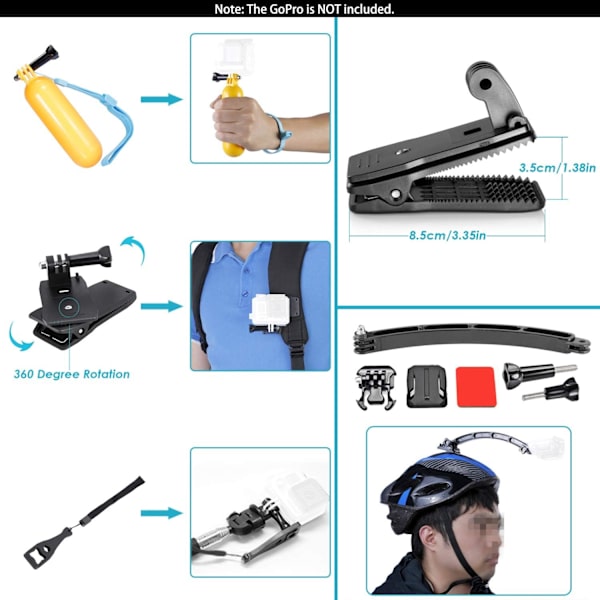 50 i 1 Actionkamera Tillbehörspaket Kompatibel med GoPro Hero10/