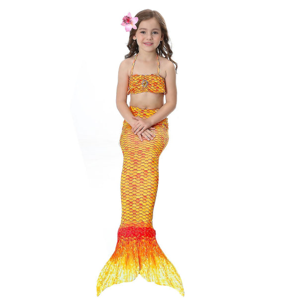 Hög kvalitet Barn Flickor Mermaid Tail Bikinidräkter Badkläder Badkläder Badkläder -allin.140.yellow