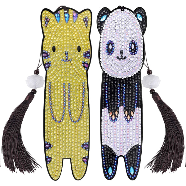 2 Pak Diamant Broderi Bogmærker Kit med Læder Kvast (Pand