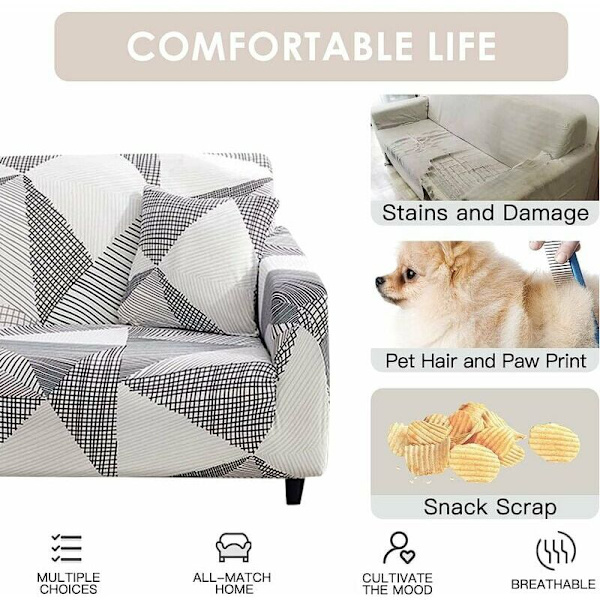 3-seters elastisk sofaovertrekk med armlener
