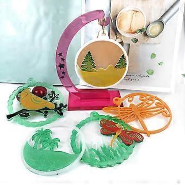 Julgran Fjäril Form DIY Fotoram Hänge Vardagsrum Dekoration Månbas Fäste Ornament Silikonform 7