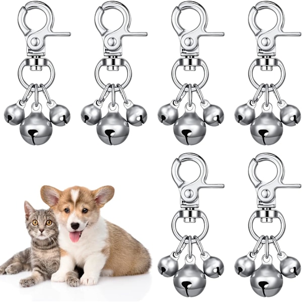 6 Pcs Pet Bells for Collars Dog Triple Bell Pendant Dog Bell Coll