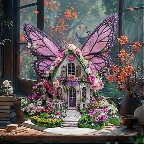 Tale Fargerikt Blomsterhus 2D Akryl Skrivebords Ornament Dekorasjon Gave Lys Opp Hver Dag i Livet Gaver Verdt å Samle