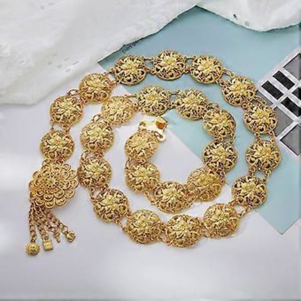 Flower Dance Rantavyötärökoriste Koristeellinen Metallinen Vyötäröketju Tyylikäs Vartaloketju Cool Culture -harrastajille Gold