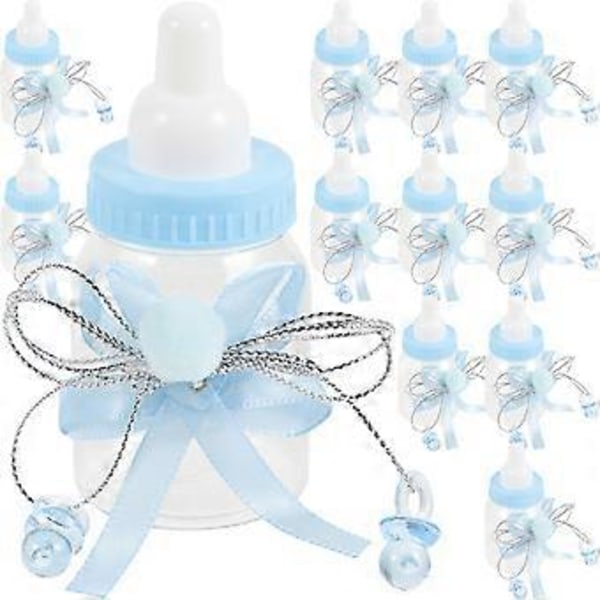 12 st Mjölkflaskform Godisflaskor Baby Shower Party Favörer Behållare Blue