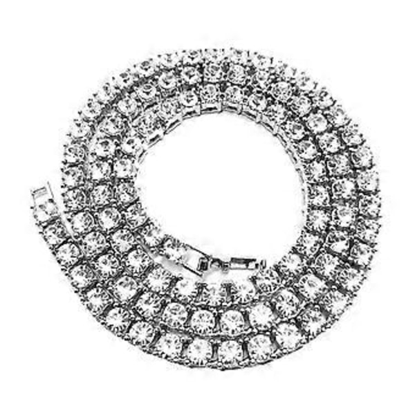 Krystal Bling Halskæde Rhinestones Hip-hop Stil Kæder Halskæder Smykketilbehør (Sølv, 76cm)