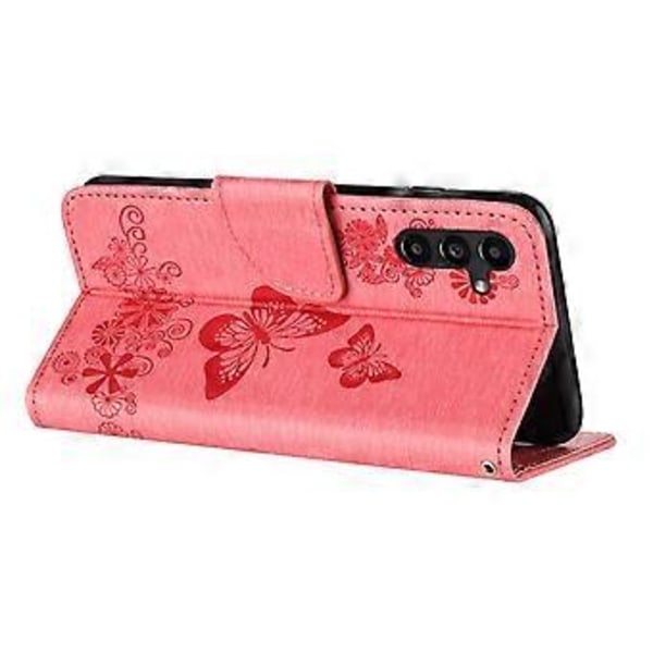 Fodral för Samsung Galaxy A05s 4G, Folio PU Läder Fjärilar Blomma Mobilskal Style D