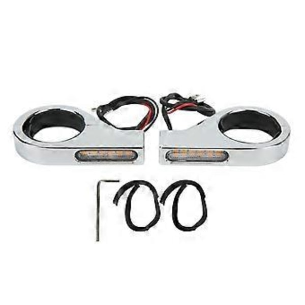 12V Motorcykel LED Blinklys Vandtæt Lys Universal Blinklygte til 41mm Gaffelrør Elektroplettering