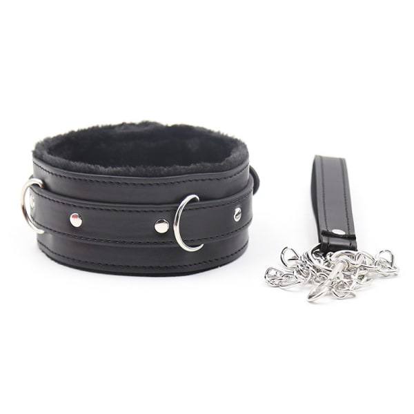 Pels Goth O-Ring Kæde Punk Slave Leash Choker PU Rose Læder C