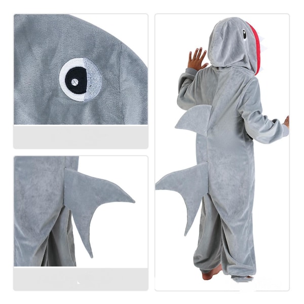 Visa Costume Shark Barn Tecknad Pyjamas Halloween Costume.S 105-115.1