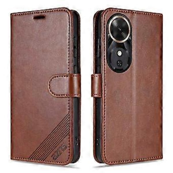 AZNS Honor Play 60 5G Kotelo Naarmuuntumaton PU Nahka Jalusta Lompakko Puhelinkotelo Brown