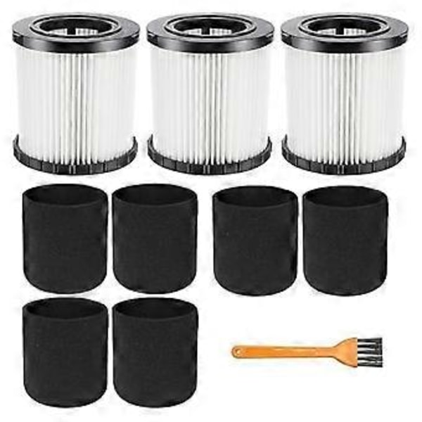 3 stk. DCV5801H Vakuum HEPA Filter til DeWalt DCV580H, DCV581H 20V MAX Våd/Tør Støvsuger med 6 Skumærmer