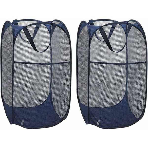 Tvättkorg [2-pack] Hopfällbar Pop Up Mesh Tvättkorg La