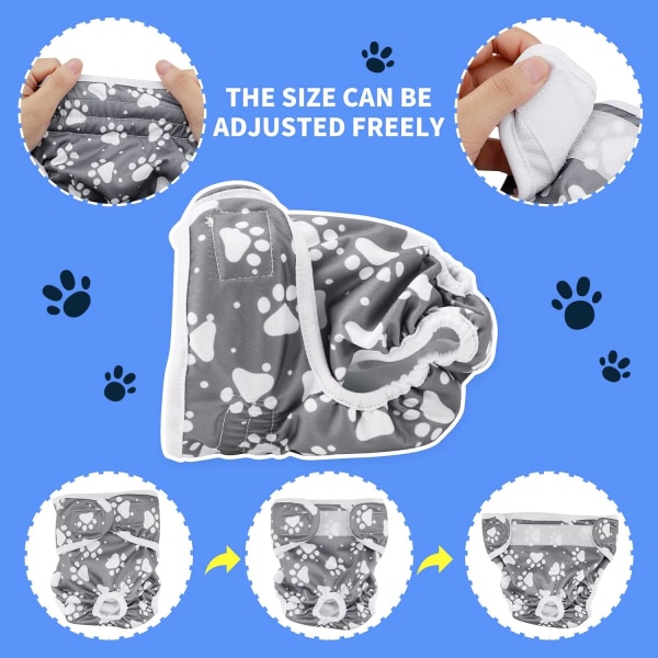 Tygblöjor för honhundar (XL), 3-pack återanvändbara hundblöjor